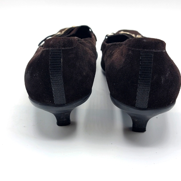 Prada Suede Chocolate Brown Kitten Heels Size 41/11 S1251 - Picture 4 of 8